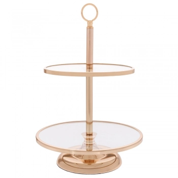 Ορντερβιέρα 2 Όροφη Γυάλινη-Μεταλλική Χρυσή 30x30x44εκ. iliadis 92616