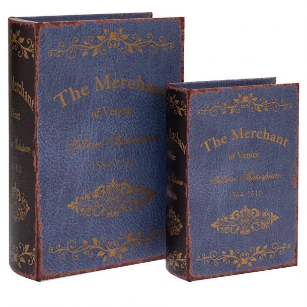 Κουτί-Βιβλίο Σετ 2τμχ Ξύλινο Μπλε-Καφέ The Merchant 19x7x27εκ.-14x6x20εκ. iliadis 92943