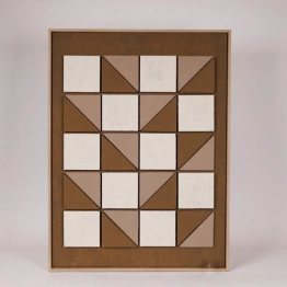 Πίνακας Καμβάς-Ξύλινος Με 3D Τετράγωνα Καφέ-Μπεζ 60x2,9x80εκ. ESTHETI 812-20019