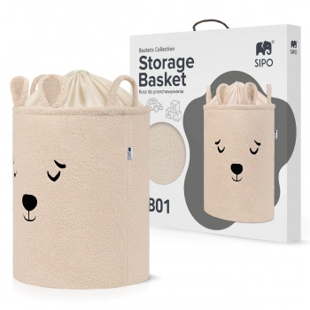 Καλάθι Πολυχρηστικό 35x45εκ/43lt Μπουκλέ Αρκουδάκι Μπεζ Sipo Premium SIP-BB01