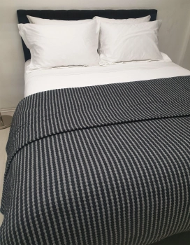 Κουβέρτα Υφαντή Polycotton Μονή 170x250εκ. Black-Light Grey Komvos Home 7012095-3