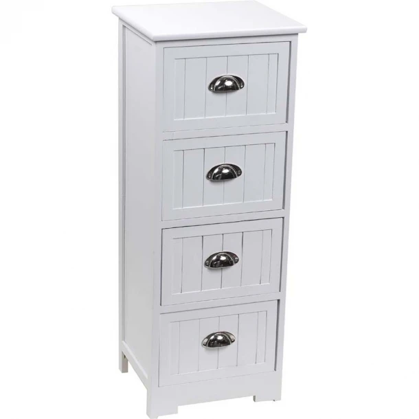 Συρταριέρα MDF Με 4 Συρτάρια Λευκή 35x30x90εκ. MRShome 1298000