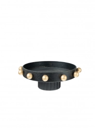 Διακοσμητική Πιατέλα Μεταλλική Αντικέ Μαύρο Με Μπίλιες Χρυσές 28x28x11,5εκ. Zen Collection 25.3.51382