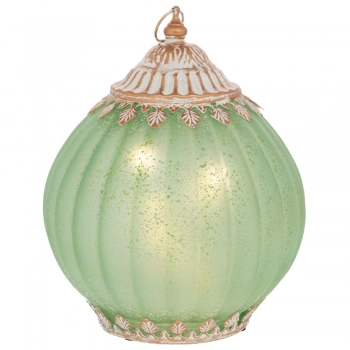 Φαναράκι Γυαλινό-Μεταλλικό Πράσινο Με Led Φως 15x15x19εκ. iliadis 92577