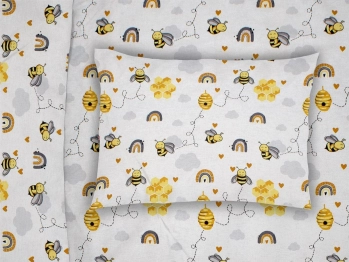 Μαξιλαροθήκη Φάκελος Βαμβακερή Rotary 50x70εκ. Honey Bee 545 White-Yellow Dimcol