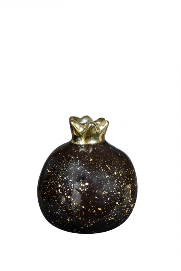 Ρόδι Κεραμικό Μαύρο-Χρυσό 10,16εκ. Zen Collection 24.3.47610