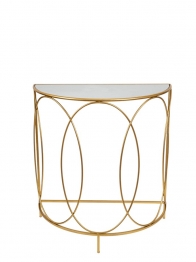 Κονσόλα Οβάλ Μεταλλική Με Καθρέπτη Χρυσή 75x37,5x81εκ. Zen Collection 25.54.52039