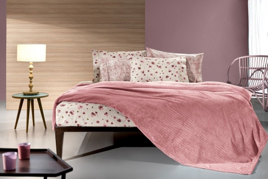 Κουβέρτα Microfiber Velour Μονή Rombus Coral 160x220εκ. Guy Laroche