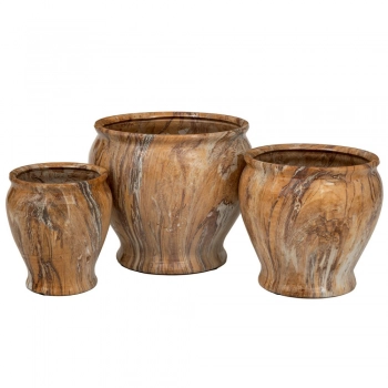 Κασπώ Σετ 3τμχ Κεραμικό Κρεμ-Καφέ 34x30εκ.-27x26εκ.-20x23εκ. iliadis 89218