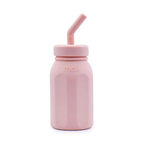 Μπουκάλι Σιλικόνης Με Καλαμάκι 230ml Ροζ Melii MEL20500