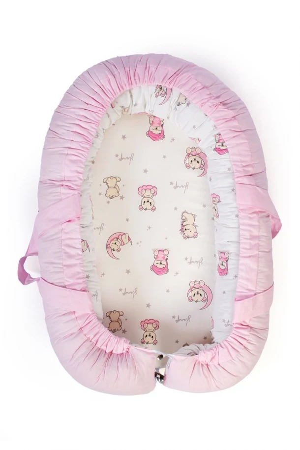Φωλιά Ύπνου Βαμβακερή 85x60x15εκ. Bear's Nest 04 White-Pink DimCol