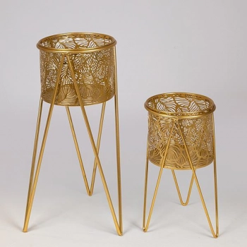 Κασπώ Σετ 2τμχ Μεταλλικό Χρυσό 27x50εκ./21x33εκ. ESTHETI 752-18091