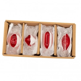 Χριστουγεννιάτικο Κρεμαστό Στολίδι Κρεμαστό Καραμέλα Σετ 4τμχ Λευκό-Κόκκινο 9εκ. iliadis 87432