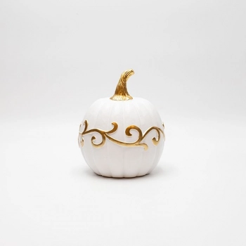 Διακοσμητική Κολοκύθα Polyresin Χρυσή-Λευκή 13x15,5εκ. ESTHETI 819-00546