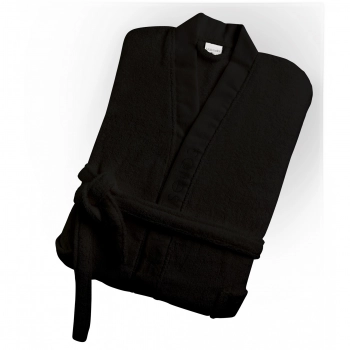 Μπουρνούζι Ενηλίκων Με Γιακά Βαμβακερό Large Hola 3 Black Makis Tselios