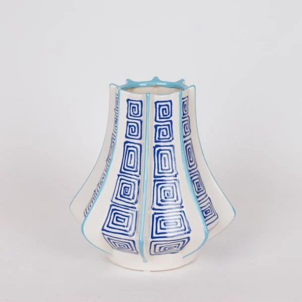 Βάζο Κεραμικό Λευκό-Μπλε-Γαλάζιο 22x22x25εκ. ESTHETI 819-00368