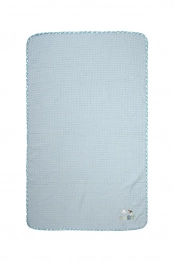 Κουβέρτα Πικέ Με Κέντημα bebe Stork 191 80X110 Sky Blue 100% Cotton