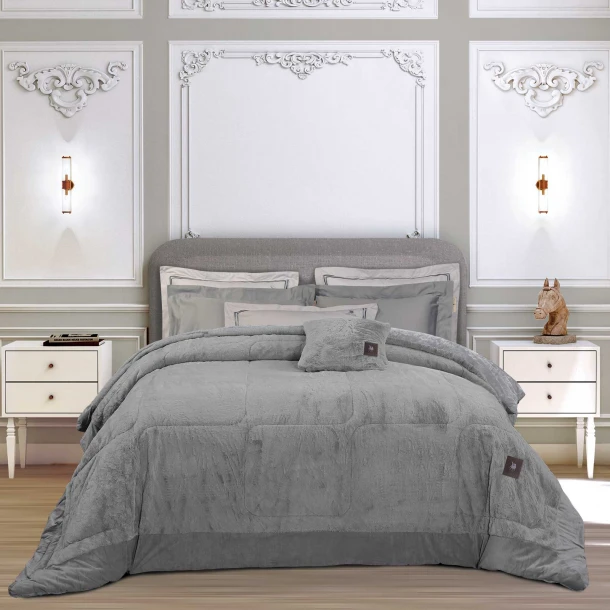 Κουβερτοπάπλωμα Faux Fur King 240x250εκ. Premium 3964 Grey Greenwich Polo Club