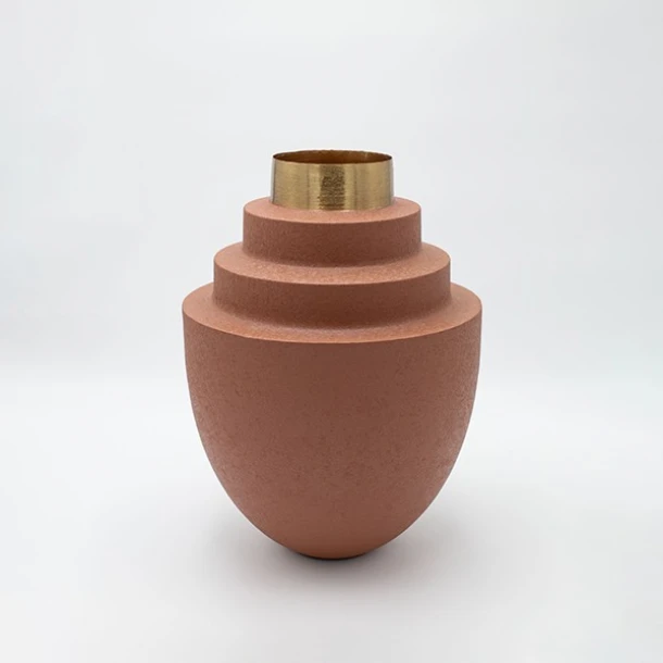 Βάζο Μεταλλικό Κεραμιδί-Χρυσό 26x26x34εκ. ESTHETI 819-00308