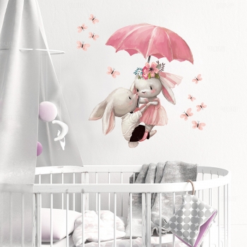 Αυτοκόλλητα Τοίχου Bunnies With Umbrella 62x64εκ. Sipo SIP-WS63033