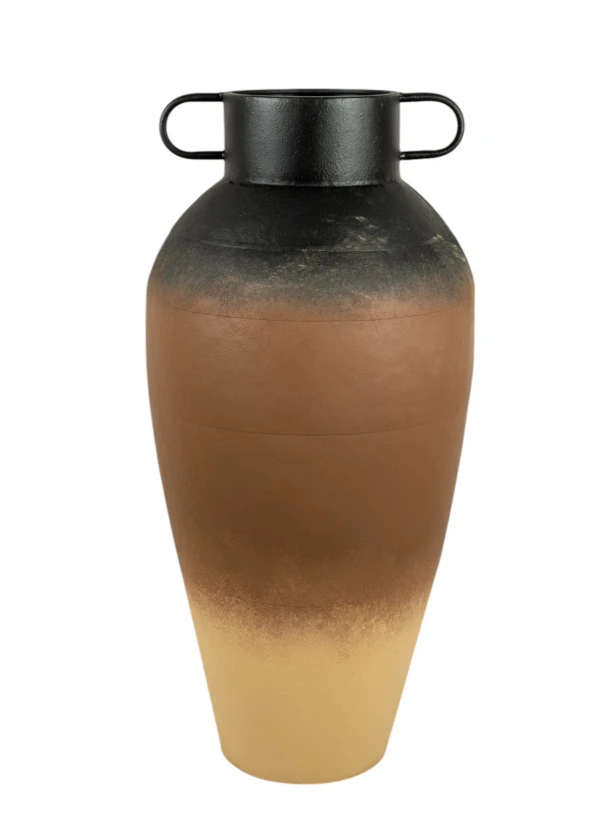 Βάζο Επιδαπέδιο Μεταλλικό Αντικέ Μαύρο-Καφέ-Μπεζ 35,5x76εκ. Zen Collection 25.17.51537