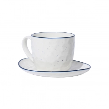 Φλυτζάνι Τσαγιού Πορσελάνης Λευκό-Μπλε 220ml Pebbles Estia 07-37093