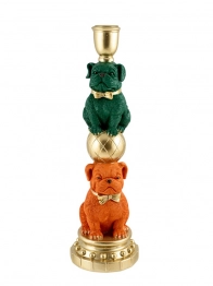 Κηροπήγιο Polyester Δύο Σκύλοι 9,2x9,2x30,1εκ. Zen Collection 26.4.52736