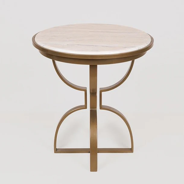 Τραπεζάκι Βοηθητικό Μεταλλικό Χρυσό-Λευκό 50x50x52εκ. ESTHETI 750-39559