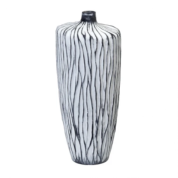 Βάζο Κεραμικό Λευκό-Μαύρο ESPIEL 15,5x15,5x35,5εκ. TAS239