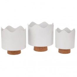 Κασπώ Μεταλλικό Σετ 3τμχ Λευκό Με Φελλό 19x21εκ.-17x19εκ.-14x17εκ. iliadis 93105