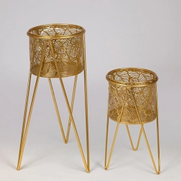 Κασπώ Σετ 2τμχ Μεταλλικό Χρυσό 27x50εκ./21x33εκ. ESTHETI 752-18091