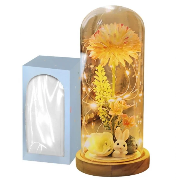 Διακοσμητική Γυάλα Με Φως Λαγουδάκι Με Λουλούδι 11x22εκ. Bunny's 73-2251