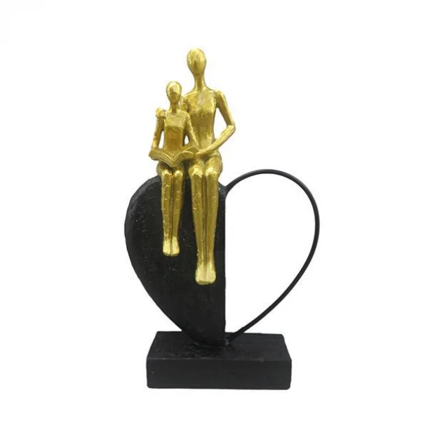 Διακοσμητική Επιτραπέζια Φιγούρα Ζευγάρι Polyresin Χρυσό-Μαύρο 18x6,5x29εκ. ESTHETI 752-27096