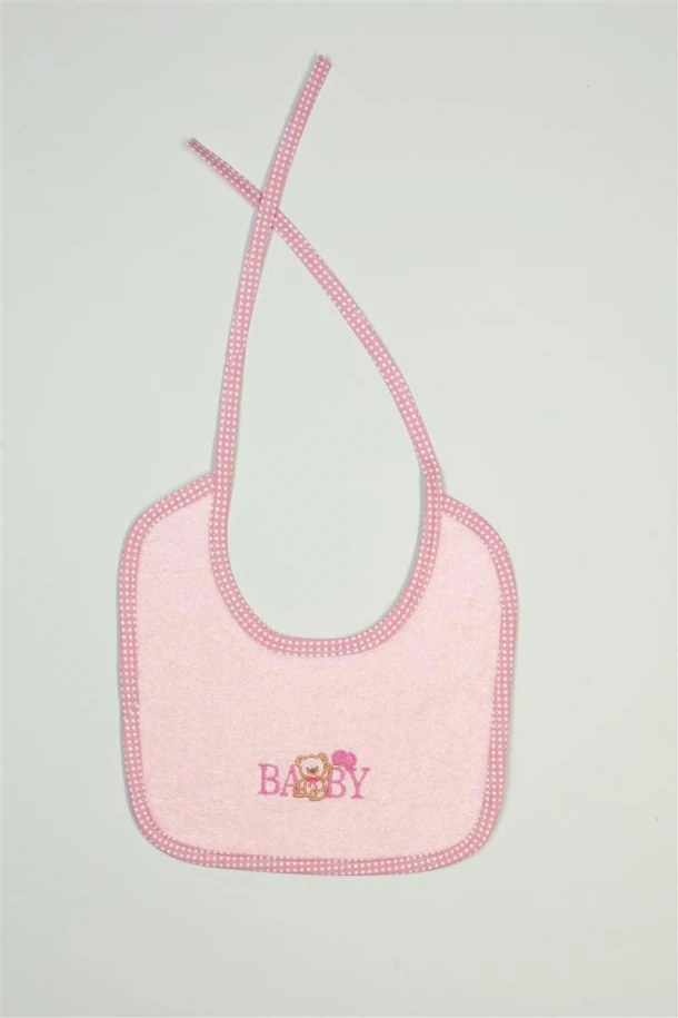 Σαλιάρα Βαμβακερή Με Κέντημα Baby Bear 162 25x25εκ. Ροζ DimCol