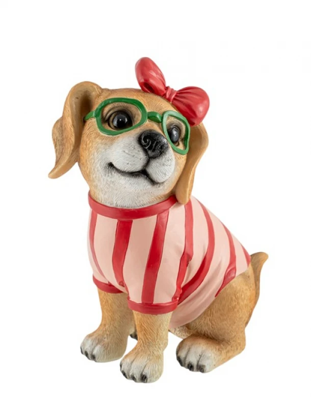 Διακοσμητικός Επιτραπέζιος Polyester Σκύλος Με Γυαλιά 17,8x10,7x22,2εκ. Zen Collection 26.4.52746