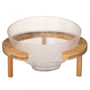 Σαλατιέρα Γυάλινη Σε Ξύλινη Βάση 21,5x5,5εκ. iliadis 88310