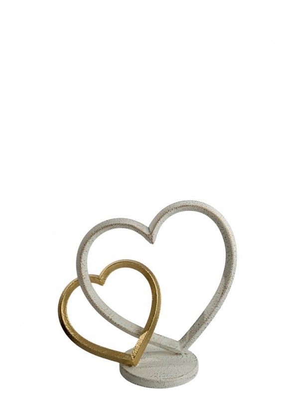 Διακοσμητικό Επιτραπέζιο Καρδιές Χρυσό-Λευκό 24x10,5x22εκ. Zen Collection 26.1.52202