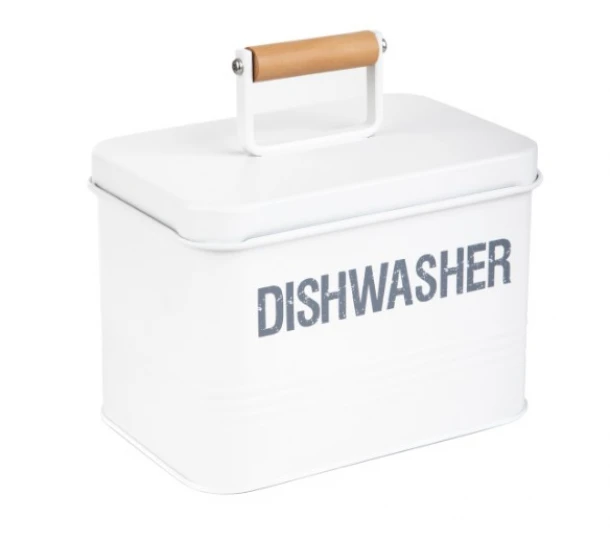 Δοχείο Για Ταμπλέτες Πλυντηρίου Πιάτων Μεταλλικό-Ξύλινο 16x12x11εκ. Yennis Homla 226446