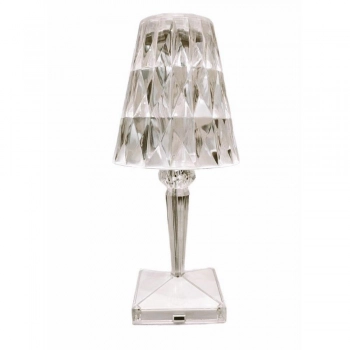 Επιτραπέζιο Φωτιστικό Επαναφορτιζόμενο Ακρυλικό Refraction Diamant Oriana Ferelli 26εκ. WL034TRANS