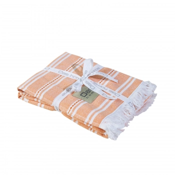 Ποτηρόπανο Σετ 2τμχ Βαμβακερό 40x60εκ. Kitchen 0708 Λευκό-Σομόν Das Home