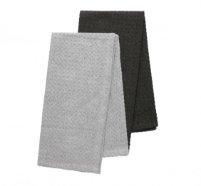 Πετσέτες Κουζίνας Σετ 2τμχ Πικέ Βαμβακερές 50x70εκ. Γκρι-Ανθρακί Femelo Homla 163218