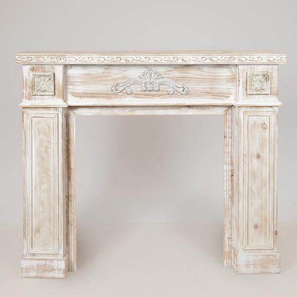 Πρόσοψη Τζακιού Ξύλινη Αντικέ Μπεζ 120x23x101εκ. ESTHETI 750-33515