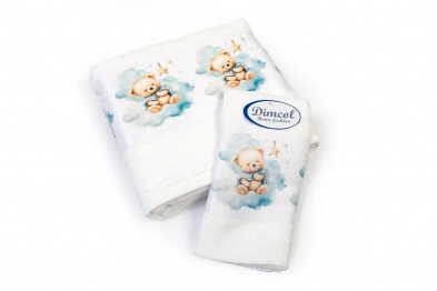 Σετ Πετσέτες 2τμχ Μπεμπέ Βαμβακερές Cute Bear 302 White DimCol