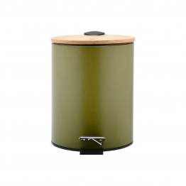 Καλάθι Απορριμάτων Μεταλλικό-Bamboo Olive Green Essentials Estia 5lt 02-15114