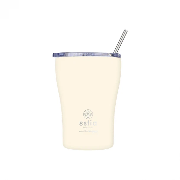 Θερμός-Ποτήρι Ανοξείδωτο Coffee Mug Lily White Save The Aegean Estia 350ml-9x13εκ. 01-23027