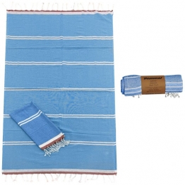 Πετσέτα Θαλάσσης Βαμβακερή Pestemal Vintage 90x180εκ. Blue SUMMER tiempo 42-2508
