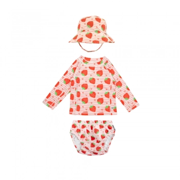 Σετ Μαγιό Πάνα Με Καπέλο Και Μπλούζα UV 12-24μηνών Strawberry Zoocchini ZOO16014