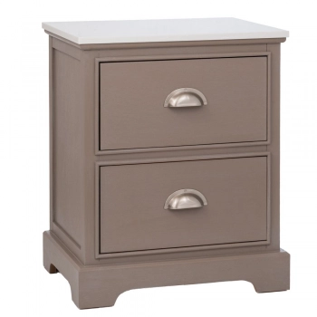 Κομοδίνο Ξύλινο Με 2 Συρτάρια Σε Γκρι Χρώμα Με Μαρμάρινη Επιφάνεια 45x35x54εκ. iliadis 92600