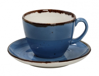 Φλυτζάνι Με Πιατάκι Cappuccino Πορσελάνης 350ml Terra Blue ESPIEL TLF110K6