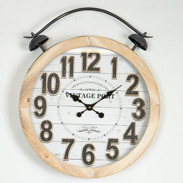 Ρολόι Τοίχου Ξύλινο-Μεταλλικό Natural-Λευκό-Μαύρο 50x6x60εκ. ESTHETI 753-13038